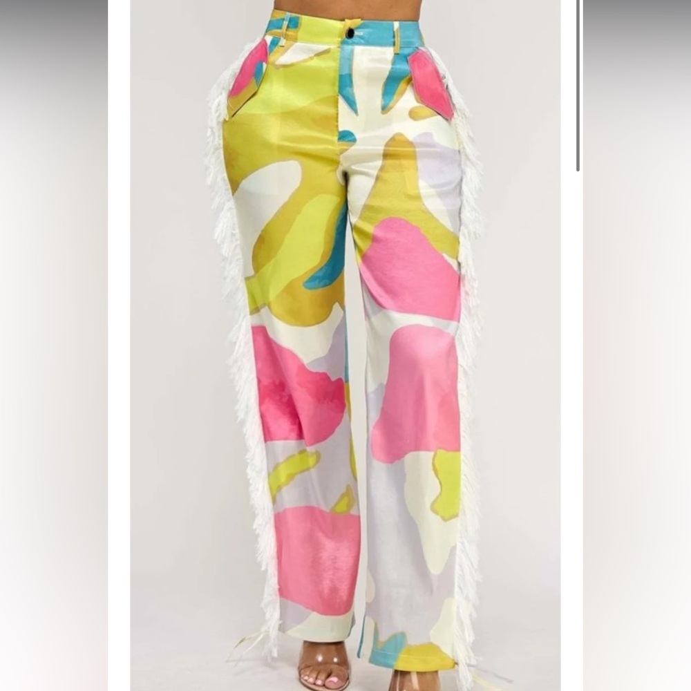 Women’s Print Pants w/fringe